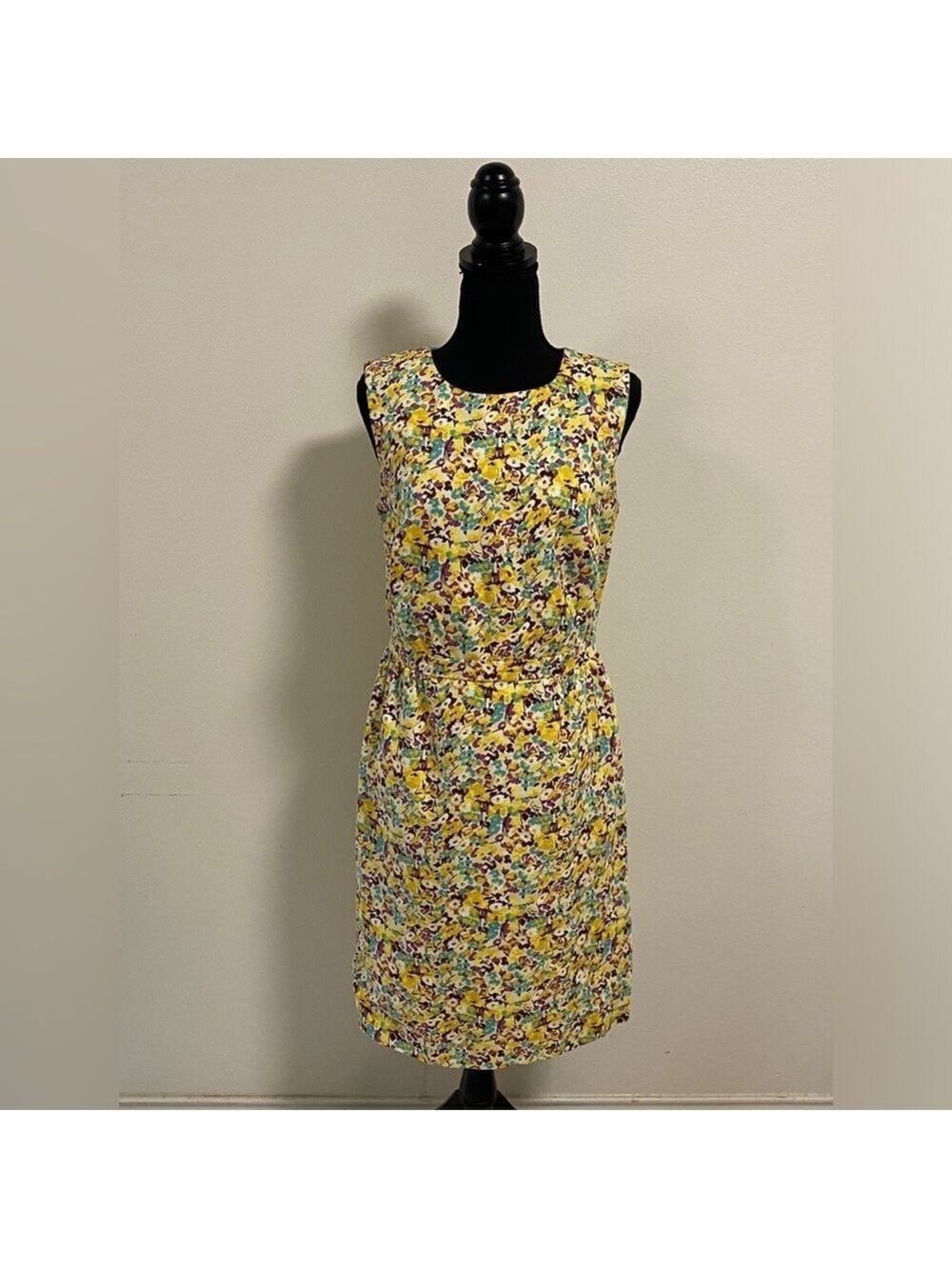 Boden Dress Women’s Size 10R Yellow All over floral sleeveless Dress